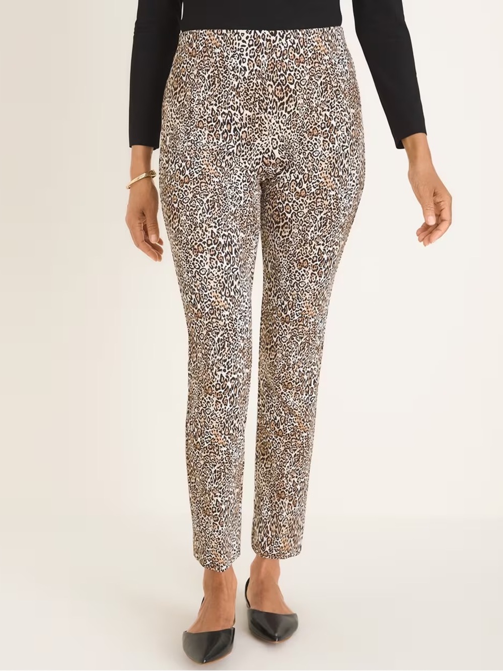 Chicos Size 0 Ponte Ankle Pants Pull-On So Slimming Tan